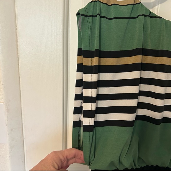 Enfocus Studio Striped Dress with Full Slip Rouched Shoulder SZ 6 - Picture 4 of 7